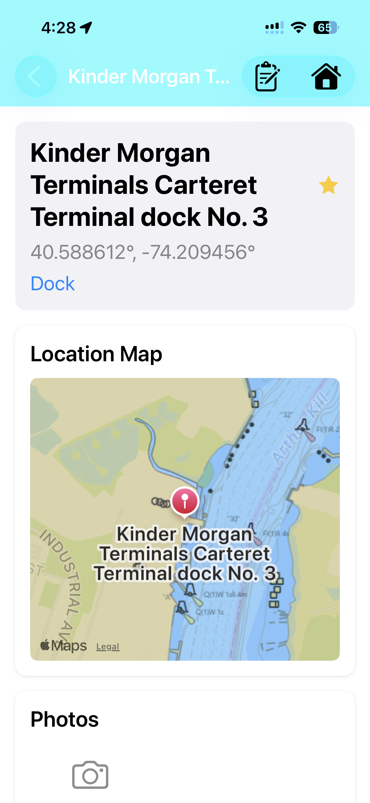 Dock detail with location map