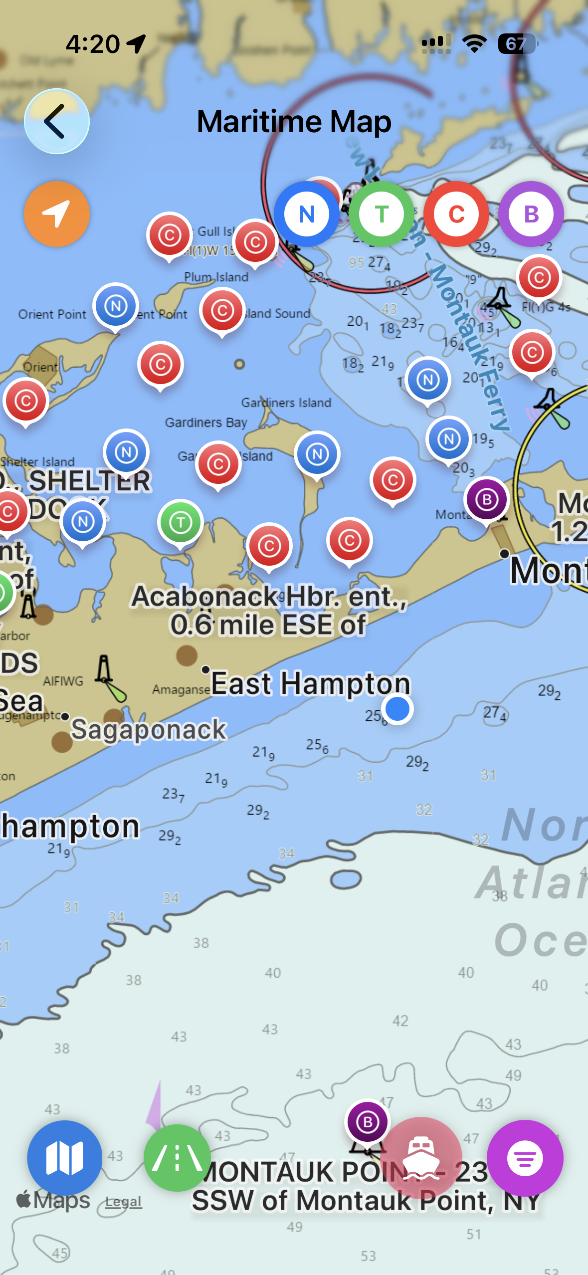 Maritime map East Hampton area