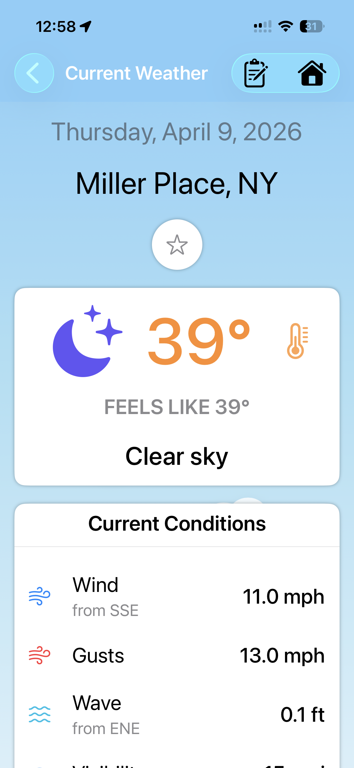 Current weather conditions