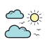 Partly cloudy weather icon showing WMO code 2 with scattered clouds in marine weather forecast