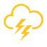 Thunderstorm weather icon showing WMO code 95-99 with convective activity and lightning risk